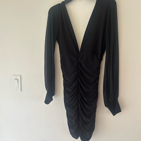 Windsor Black Ruched Long Sleeve Dress - Picture 7 of 13